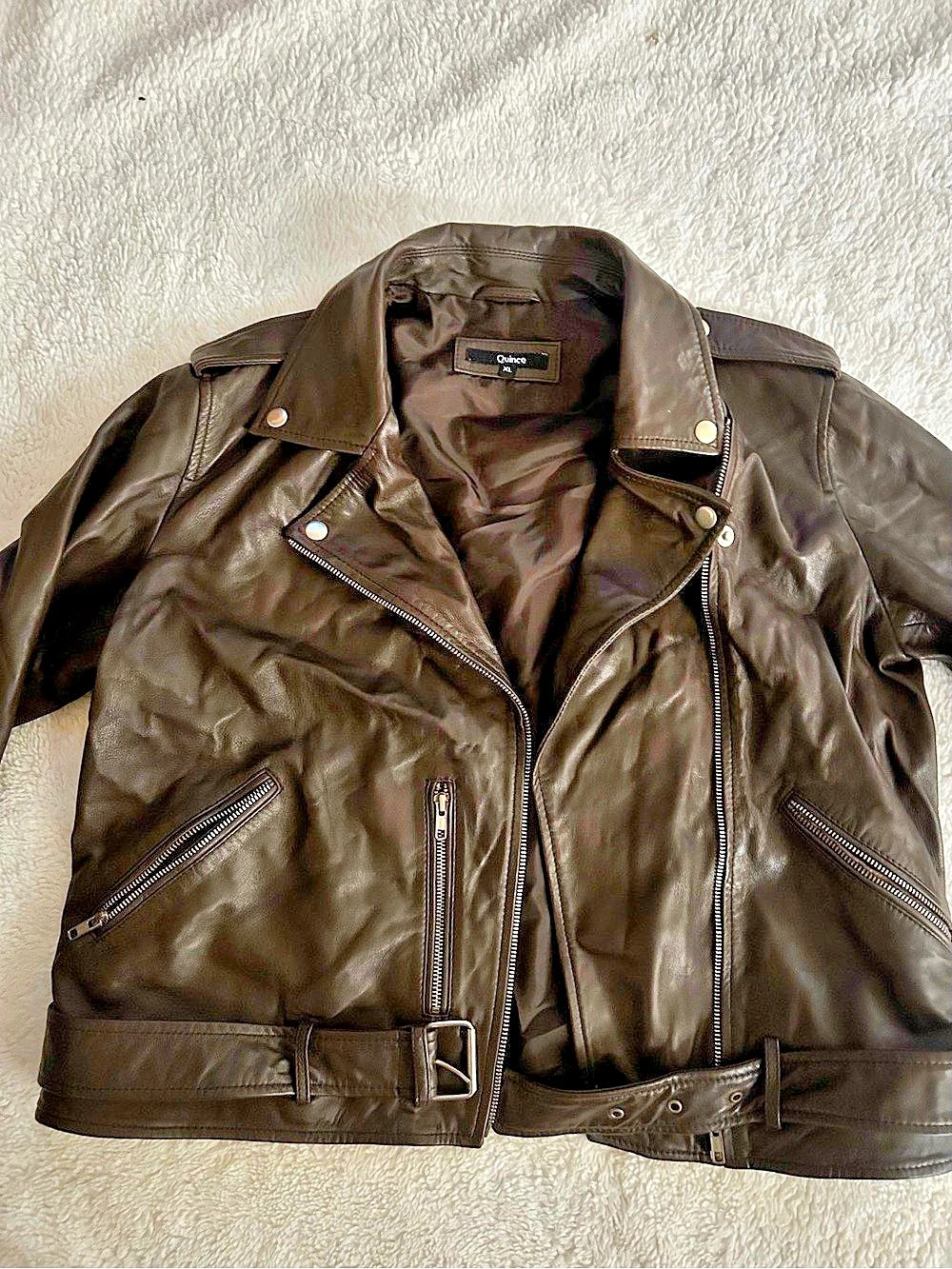 Quince 100% Leather Motorcycle Jacket Women's Brown